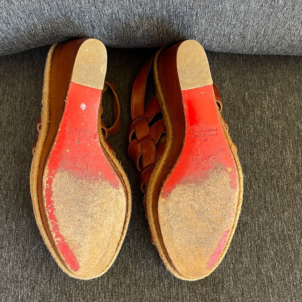 Christian Louboutin Barcelona wedges espadrilles sandals all leather EU 39 / 8 - Picture 11 of 14